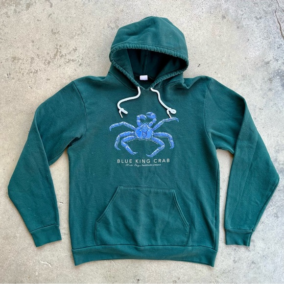 American Apparel Blue King Crab Hoodie F498 Large USA - Picture 1 of 5